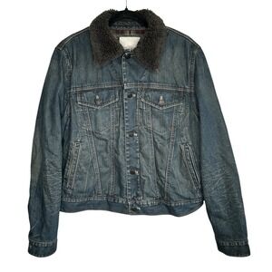 VTG Y2k Gap Denim Trucker Jacket Men Small Western Flannel Oversize Indi Sherpa